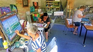 Schilderen atelier Annerie binnen 3 cursisten
